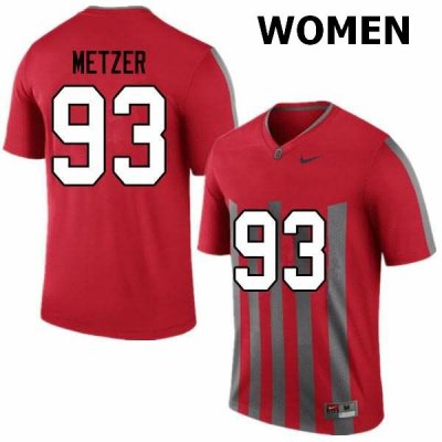 Women's Ohio State Buckeyes #93 Jake Metzer Throwback Nike NCAA College Football Jersey In Stock DUZ8844QX